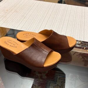 Kork-Ease Brown Leather Mules